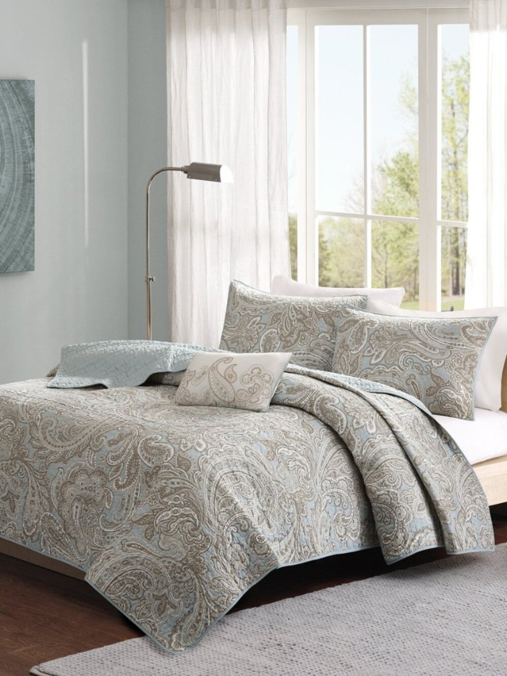Pure Ronan 100% Cotton Quilt Set-Casual Paisley Design All Season, Lightweight